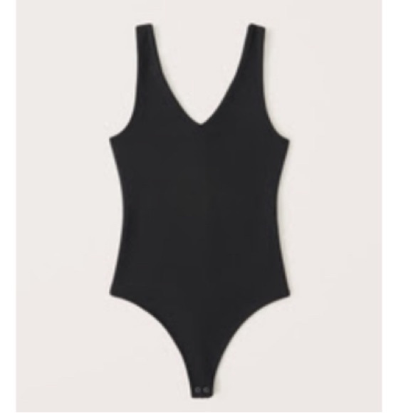 A&F Double Layered Scuba vneck body suit Black M - Picture 1 of 3